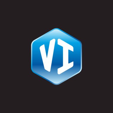 Siyah arkaplanda mavi tabeladaki ilk beyaz harf vi