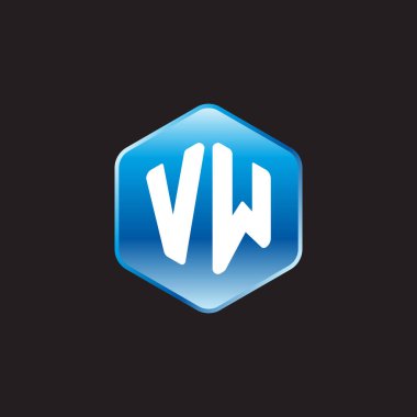 İlk beyaz harfler siyah arkaplanda mavi işaret üzerine vw