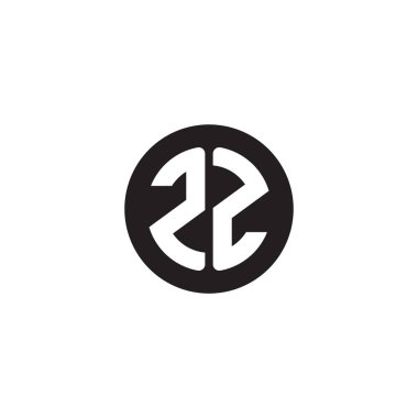 İlk harfler ZZ çember şekil monogram beyaz siyah logo