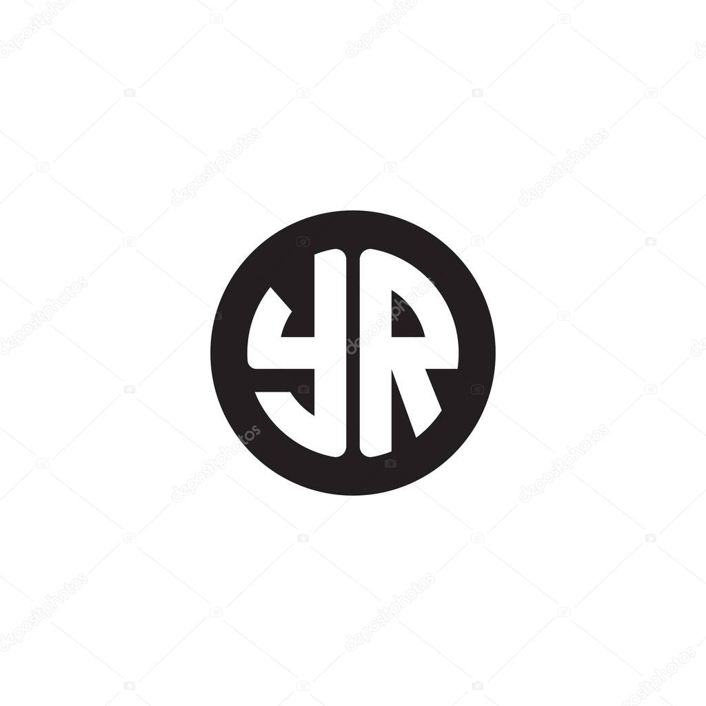 Initial white yr letters on black round sign
