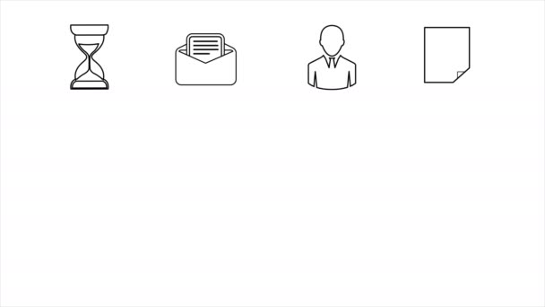 Business and Office Line Icons. 4K — Stock video