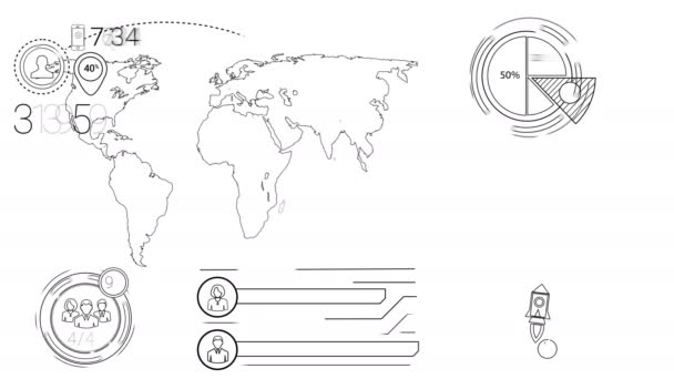 Elementos infográficos no estilo de linha — Vídeo de Stock