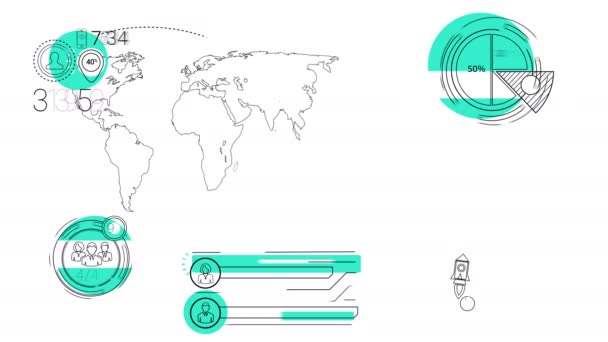 Éléments d'infographie dans le style de la ligne. Tache bleue — Video