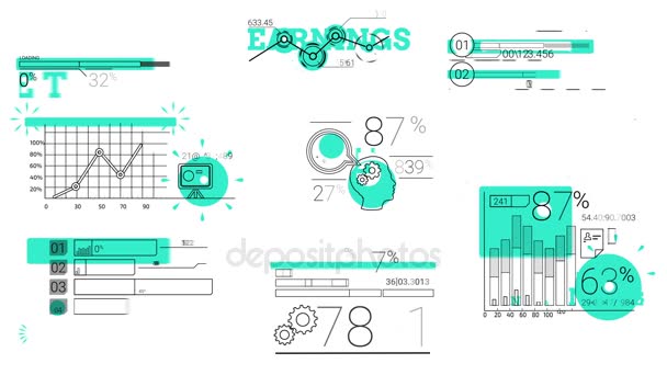 Infographic elementen In de lijnstijl. Blauwe plek — Stockvideo