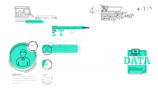 Elementos infográficos en el estilo de línea. Mancha azul — Vídeo de stock