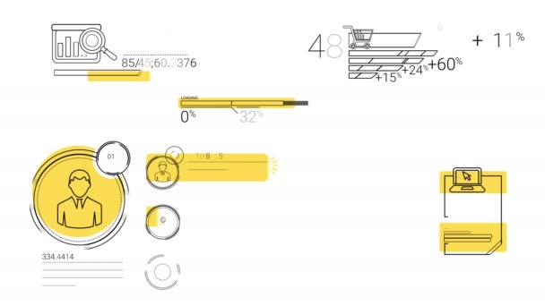 Elementi infografici nello stile della linea. Spot giallo — Video Stock