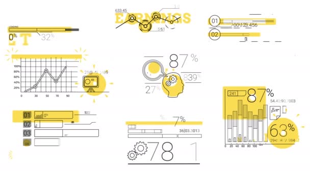 Elementos infográficos en el estilo de línea. Punto amarillo — Vídeos de Stock