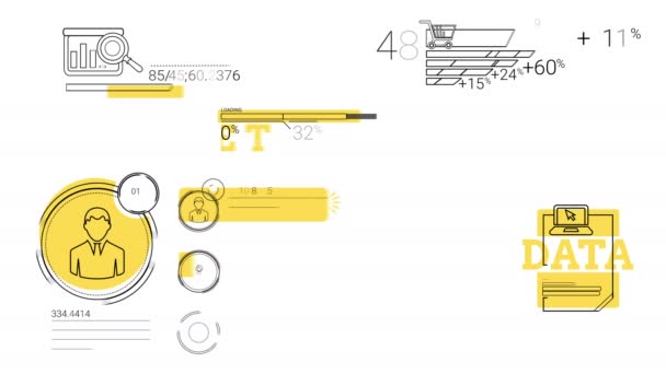 Elementos infográficos no estilo de linha. Ponto amarelo — Vídeo de Stock