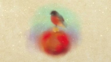 Sulu Boya Noel kartı şakrak kuşu ile boyalı