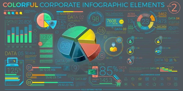 Elementos Infográficos Corporativos Coloridos — Vector de stock