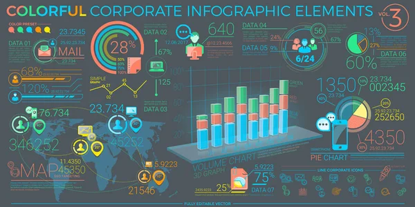 丰富多彩的企业数据图表元素 — 图库矢量图片
