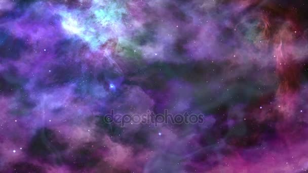 Фантастическая сине-фиолетовая космическая туманность — стоковое видео