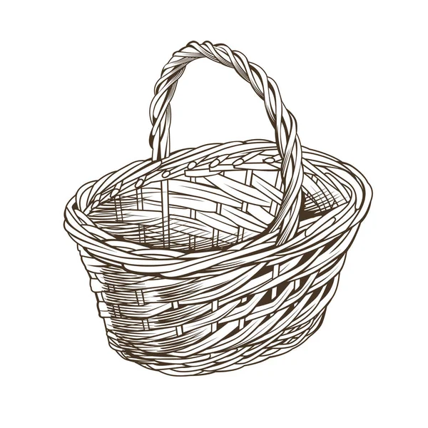 Vintage Basket In Woodcut Style — Stock Photo, Image