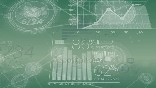 Grüner Unternehmenshintergrund mit abstrakten Elementen der Infografik — Stockvideo