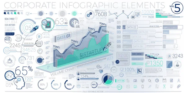 Elementos Infográficos Corporativos Coloridos — Vetor de Stock