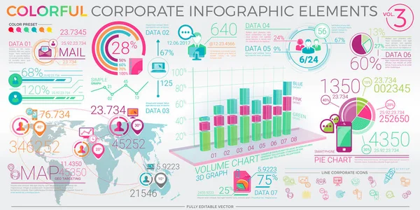 Elementos Infográficos Corporativos Coloridos — Vector de stock