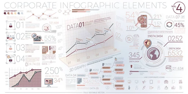 Elementos Infográficos Corporativos Coloridos — Vector de stock