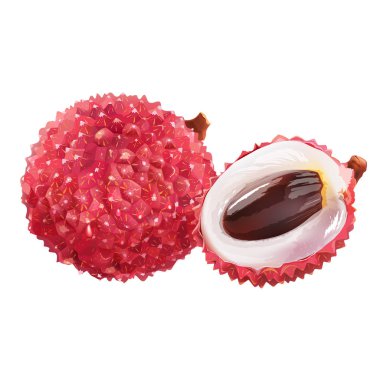 Beyaz arka planda lichee