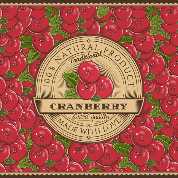 Label Cranberry Vintage Pada Pola Tanpa Label - Stok Vektor