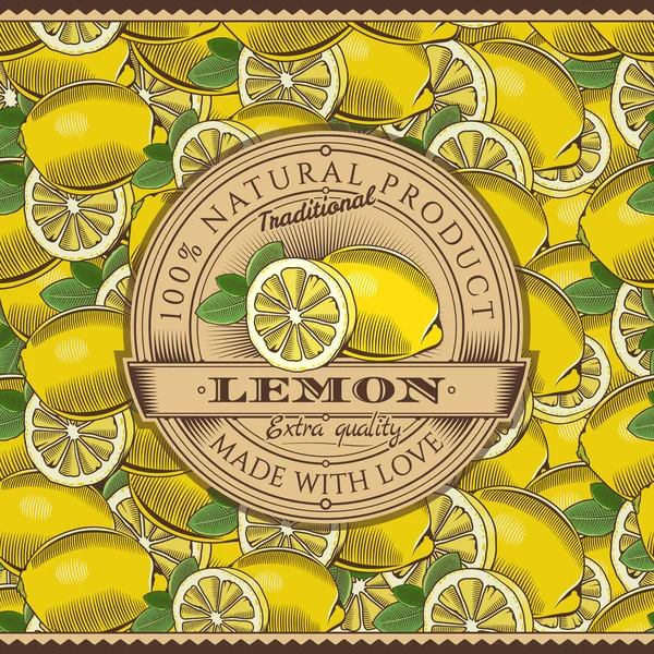 Винтажный лимонный лейбл на безморщинистом платье — стоковый вектор