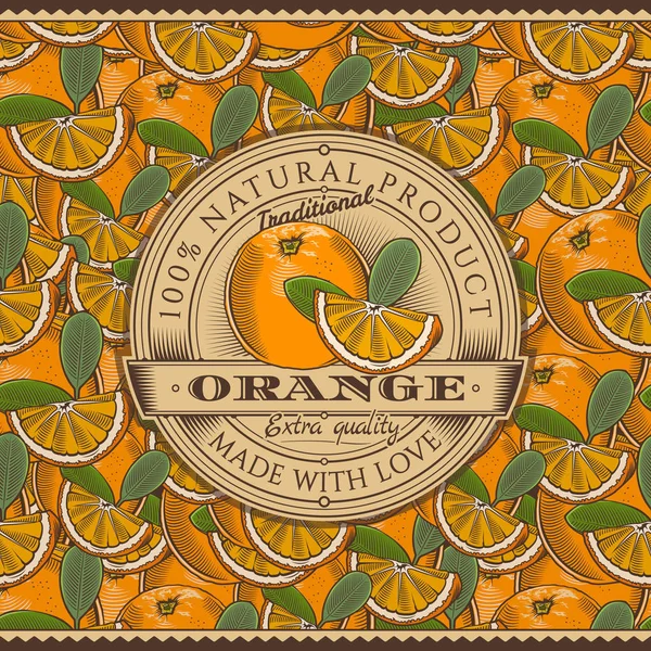 Label Oranye Vintage Pada Pola Tanpa Label - Stok Vektor