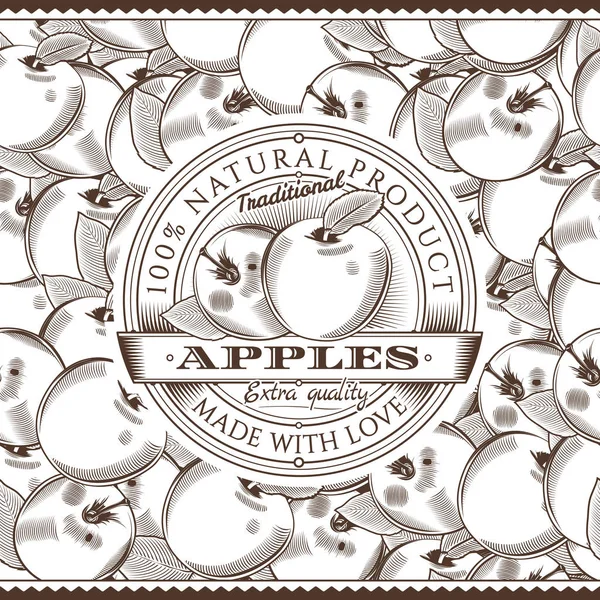 Label Apple Vintage Pada Pola Tanpa Label — Stok Foto