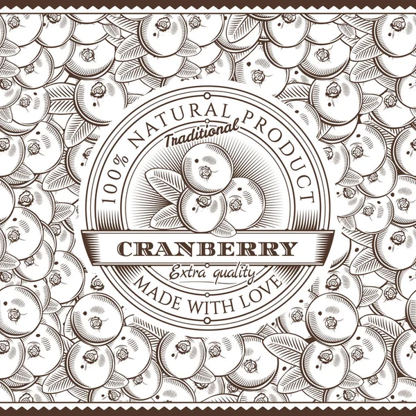 Vintage Cranberry Label op naadloze patroon — Stockfoto
