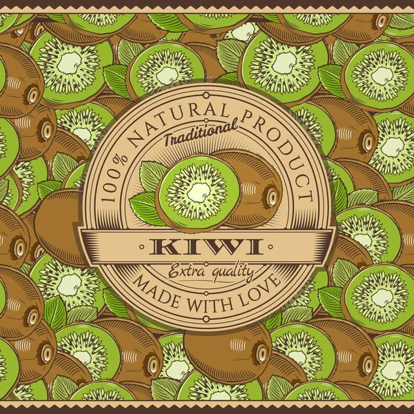 Винтажный лейбл Kiwi On Seamless Pattern — стоковое фото