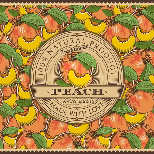 Vintage Peach etikett på sömlösa mönster — Stockfoto