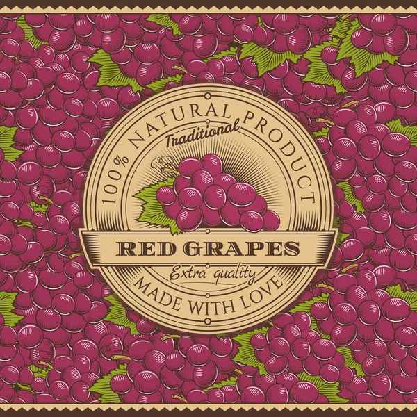 Урожай червоний виноград етикетка на безшовний візерунок — стокове фото
