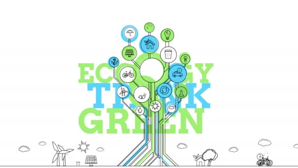 Icônes écologiques Arbres. 4K — Video