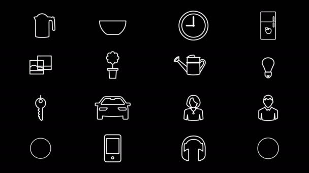 Internet of Things and Smart Home Icons (en inglés). 4K — Vídeos de Stock