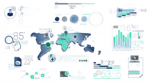 Elementos de Infografía Corporativa Azul — Vídeo de stock