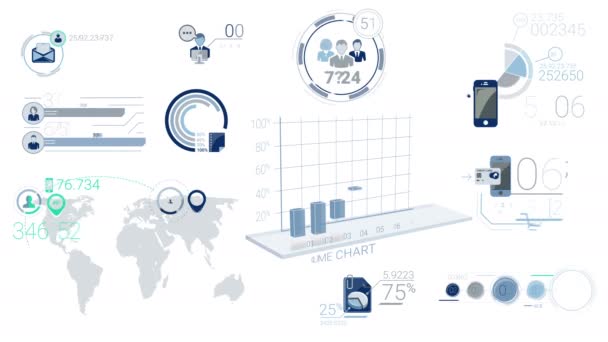 Elementos de Infografía Corporativa Azul — Vídeos de Stock