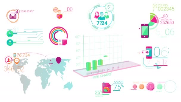 Kleurrijke Corporate Infographic elementen — Stockvideo