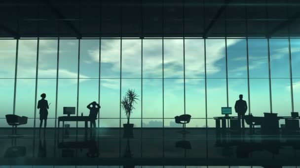 Silhouettes d'employés de bureau sur différents étages — Video