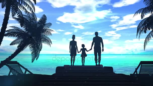 Az óceán partján családi — Stock videók