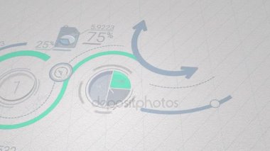 Infographic arka plan mavi-yeşil renklerde. 4k