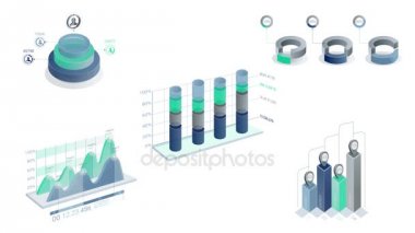 3D Infographic elemanları her öğe ekle iki sürümü, numaraları ve netlik ile