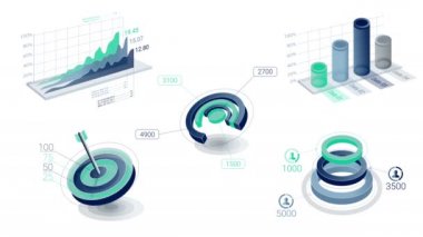 3D Infographic elemanları her öğe ekle iki sürümü, numaraları ve netlik ile