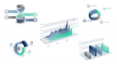 3D Infographic elemanları her öğe ekle iki sürümü, numaraları ve netlik ile