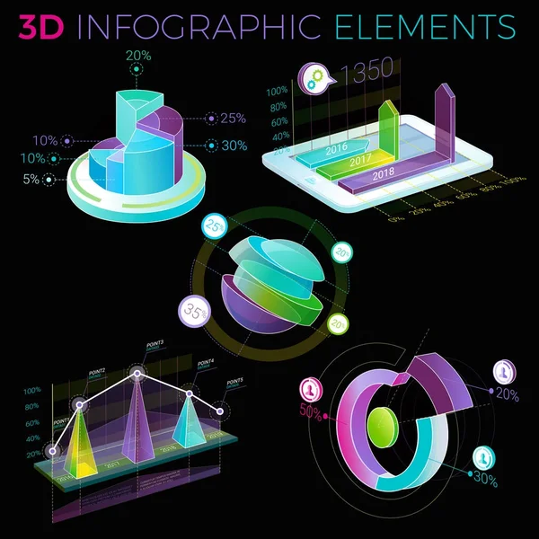3D infographic prvky — Stockový vektor