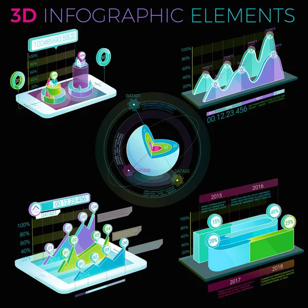 ÉLÉMENTS INFOGRAPHIQUES 3D — Image vectorielle
