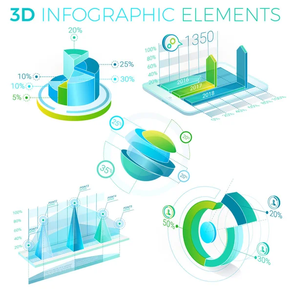 3D Infographic elemek — Stock Vector