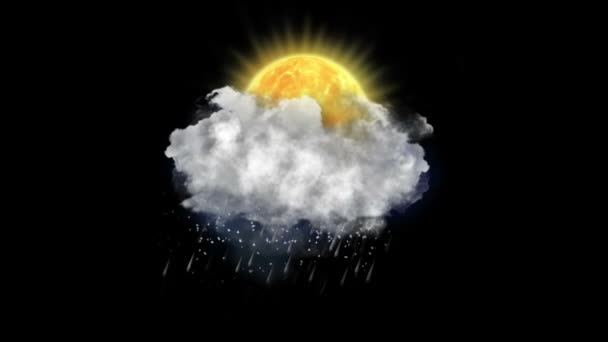 Sun Rain Snow, Weather Forecast Icon — Stock Video