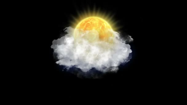 Nuvens solares, previsão meteorológica Ícone — Vídeo de Stock