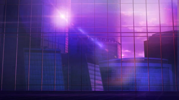 Gran edificio de oficinas frente a una ventana panorámica de cristal . — Foto de Stock