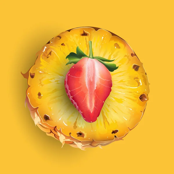 Ananas och jordgubb. Vektorillustration — Stock vektor