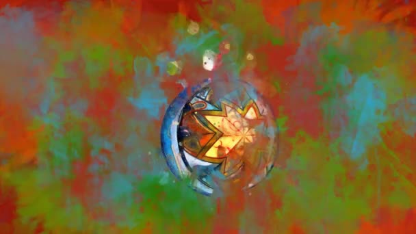 Акварель Рождественское украшение яркий шар на фоне цветных пятен . — стоковое видео