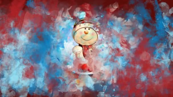 Aquarela decoração de Natal globo de neve no fundo de manchas coloridas . — Vídeo de Stock